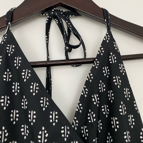 Black Wrap Halter One Piece Swimsuit - Picture 5 of 9